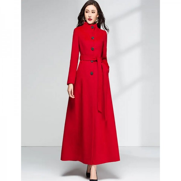 New Women Overlength Woolen Coat Autumn Winter Fas...
