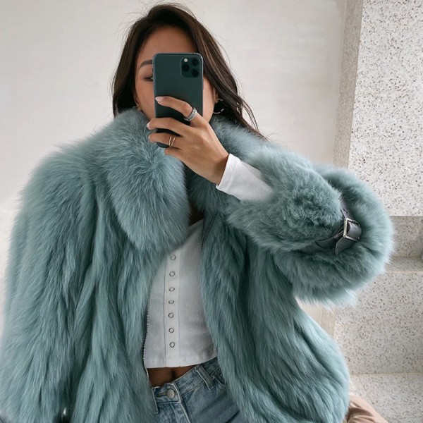Natural Real Fox Fur Coat Women Winter Clothes Tur...